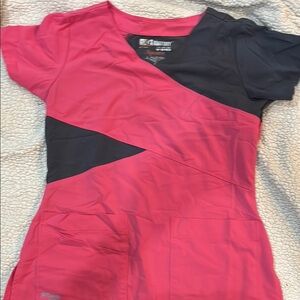Barco Uniforms Pink and Black Asymmetrical Short Sleeve Tee